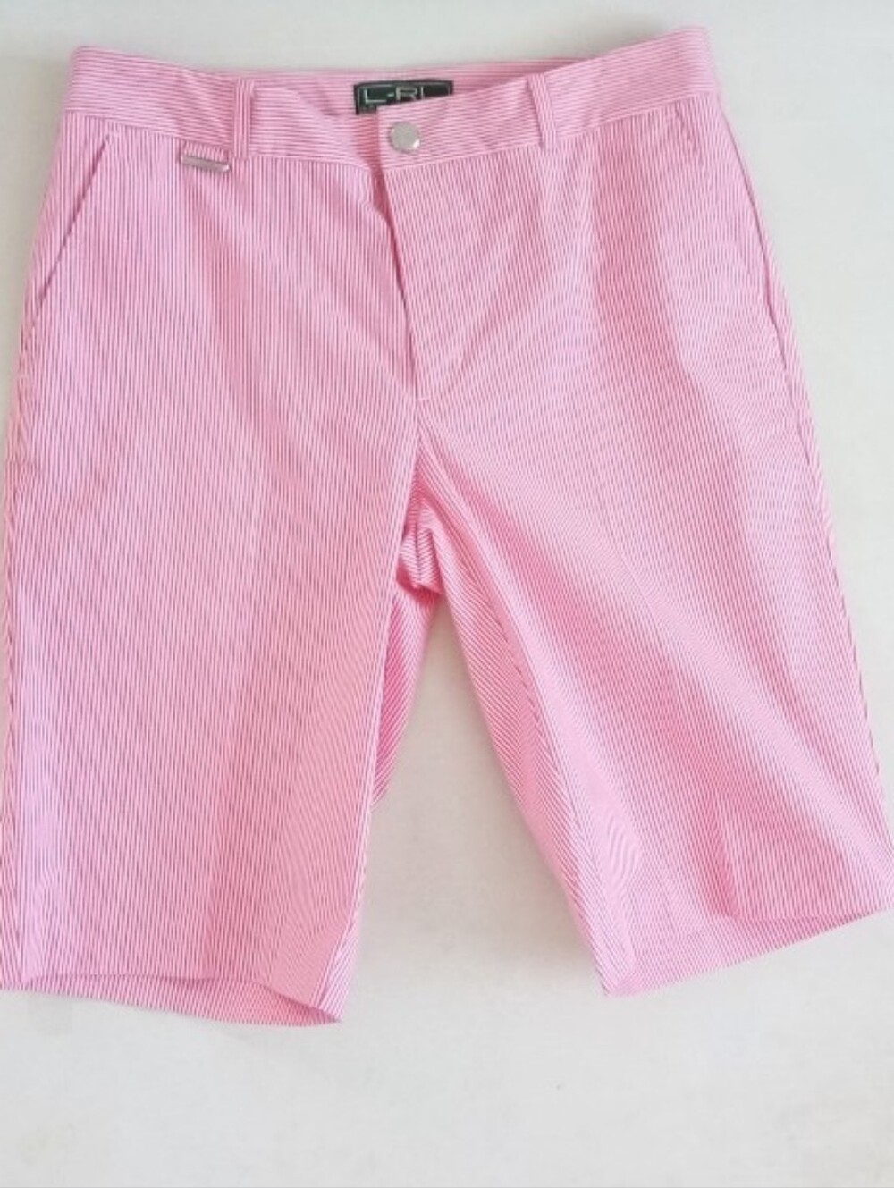 Ralph Lauren Active Y2K striped pink and white Bermuda shorts